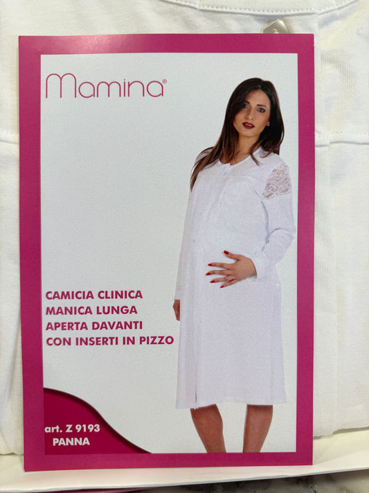 MAMINA- CAMICIA CLINICA - APERTA DAVANTI - PIZZO